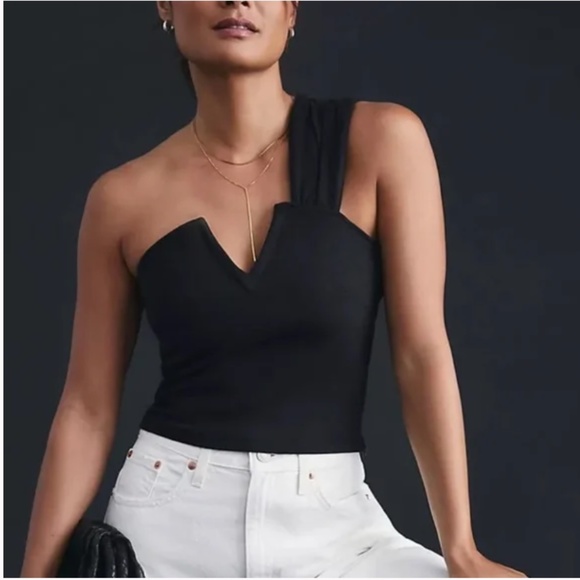 Maeve Structured Asymmetrical One Shoulder Boho Peasant Hipster Hippie Blouse - Picture 1 of 4